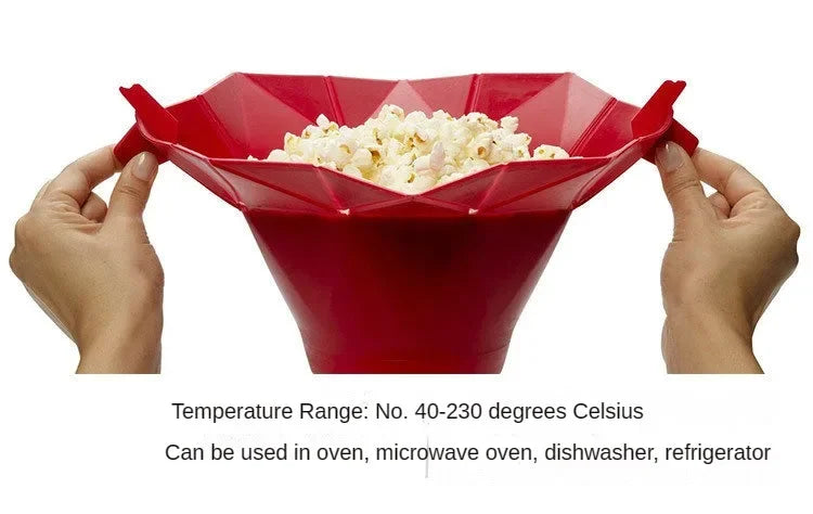 PopEase Foldable Silicone Popcorn Bowl – Microwaveable DIY Snack Maker E-SHOP ELEGANTE
