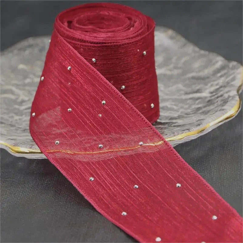 Diamond Mesh Organza Ribbon – 5M Pleated Bubble Tape for Crafts, Clothing & Gift Packaging E-SHOP ELEGANTE