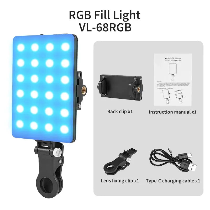 Mini RGB LED Fill Light Clip – Compact Lighting for Vlogs, Selfies & Videos E-SHOP ELEGANTE