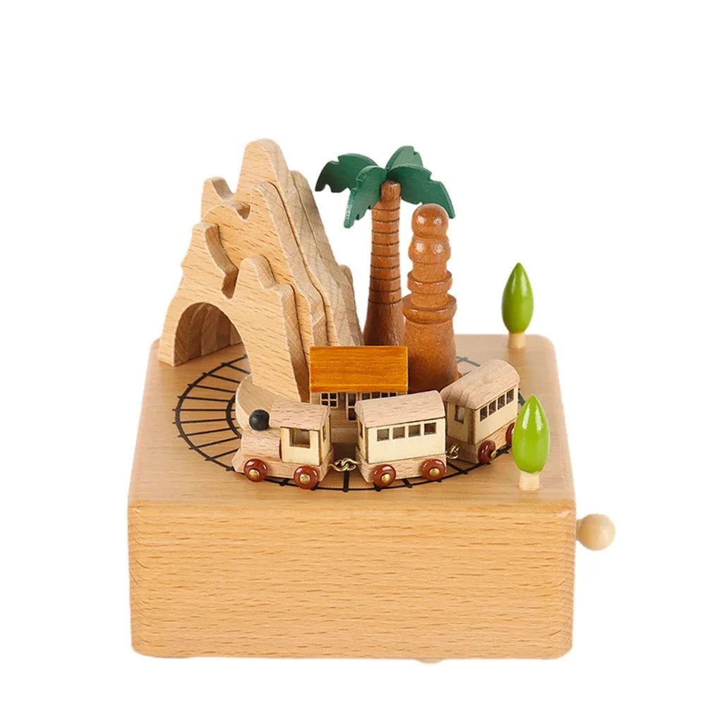 ClassicWhirl Wooden Music Carousel – DIY Hand-Cranked Box for Children’s Toys & Festive Décor E-SHOP ELEGANTE