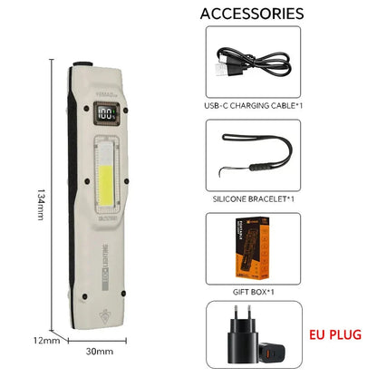 YEMAO M28 Tactical Flashlight – 880 Lumens Rechargeable Ultra-Thin Mini LED Lantern with Strobe & UV Light E-SHOP ELEGANTE