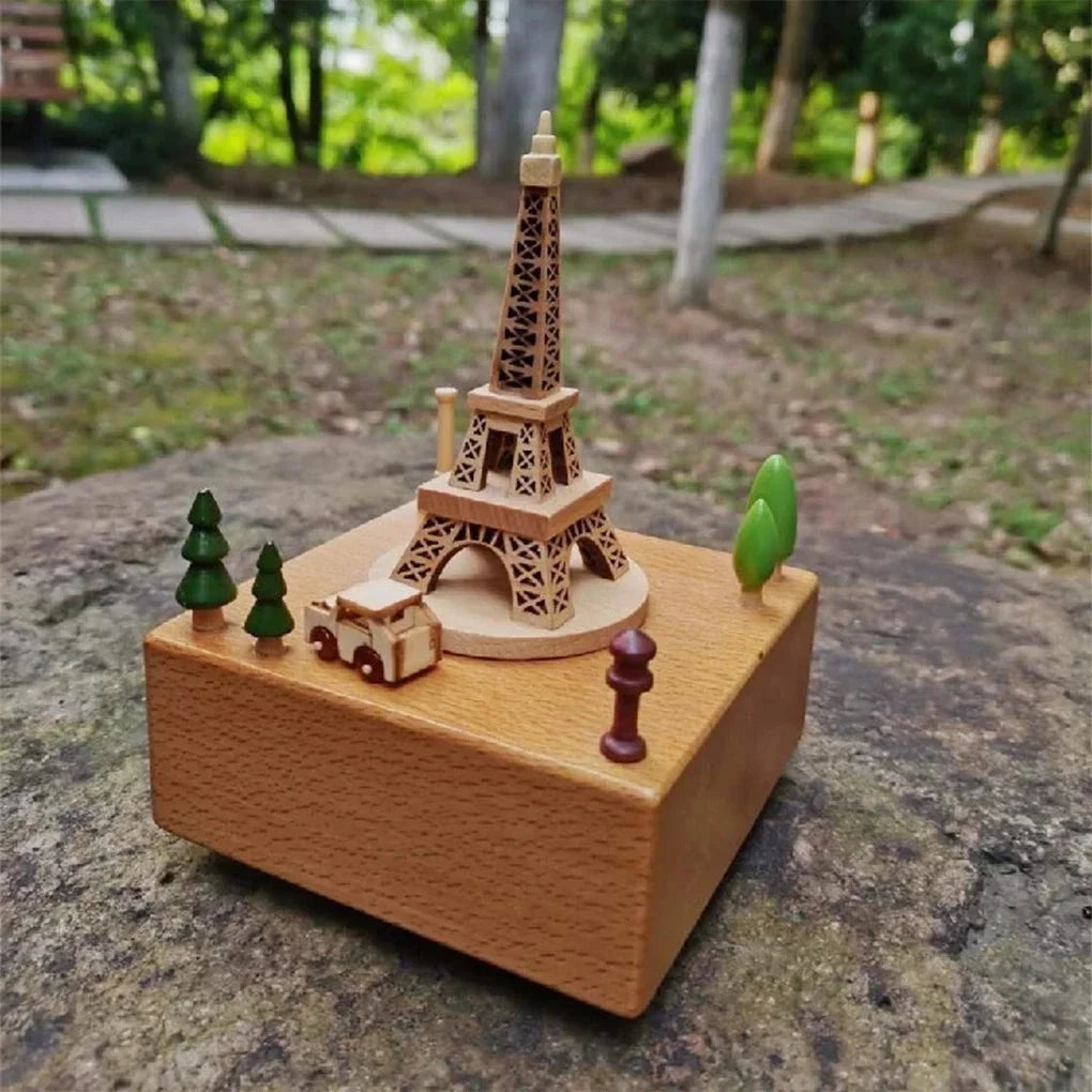 ClassicWhirl Wooden Music Carousel – DIY Hand-Cranked Box for Children’s Toys & Festive Décor E-SHOP ELEGANTE