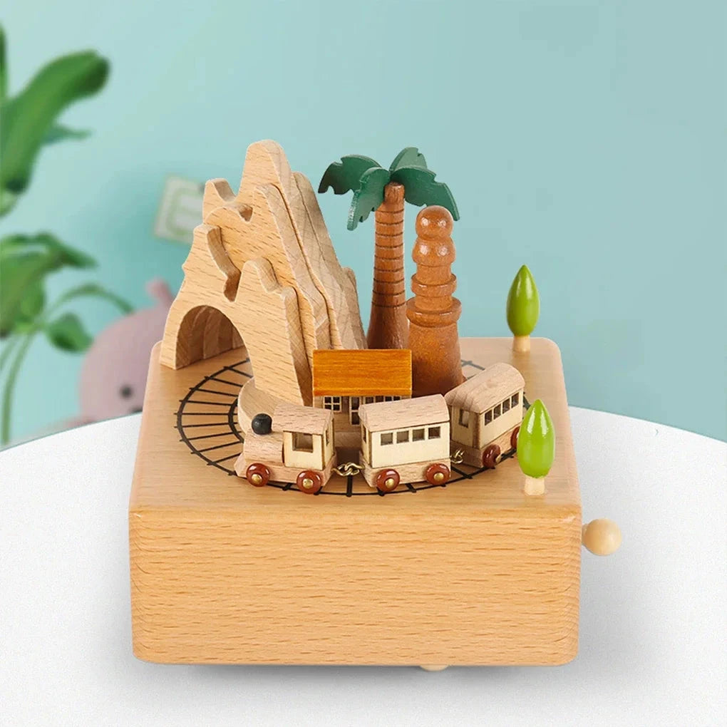 ClassicWhirl Wooden Music Carousel – DIY Hand-Cranked Box for Children’s Toys & Festive Décor E-SHOP ELEGANTE
