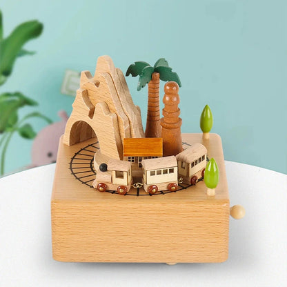 ClassicWhirl Wooden Music Carousel – DIY Hand-Cranked Box for Children’s Toys & Festive Décor E-SHOP ELEGANTE