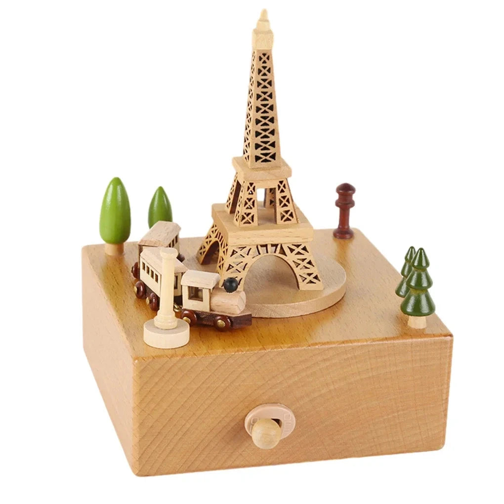 ClassicWhirl Wooden Music Carousel – DIY Hand-Cranked Box for Children’s Toys & Festive Décor E-SHOP ELEGANTE