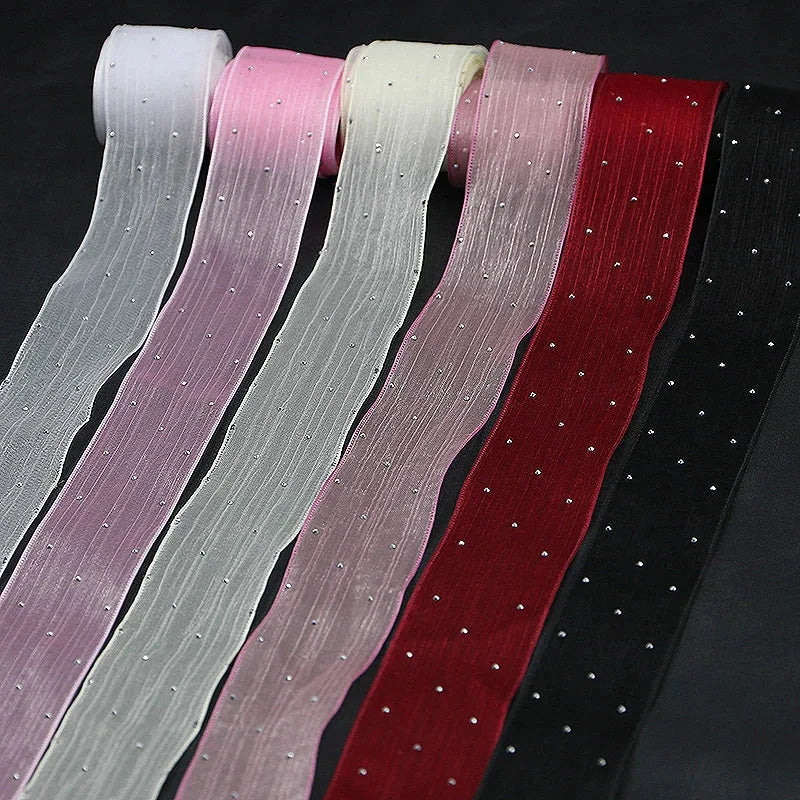 Diamond Mesh Organza Ribbon – 5M Pleated Bubble Tape for Crafts, Clothing & Gift Packaging E-SHOP ELEGANTE