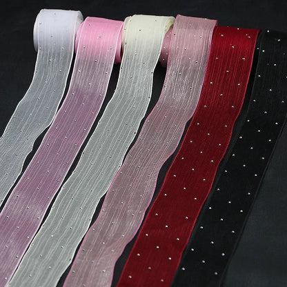 Diamond Mesh Organza Ribbon – 5M Pleated Bubble Tape for Crafts, Clothing & Gift Packaging E-SHOP ELEGANTE