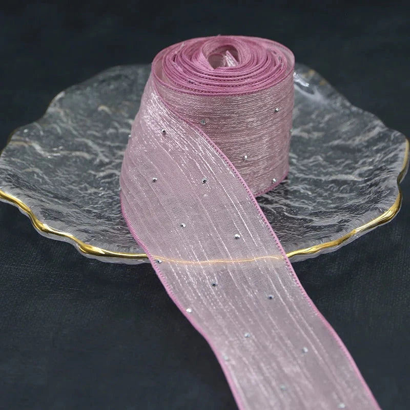 Diamond Mesh Organza Ribbon – 5M Pleated Bubble Tape for Crafts, Clothing & Gift Packaging E-SHOP ELEGANTE