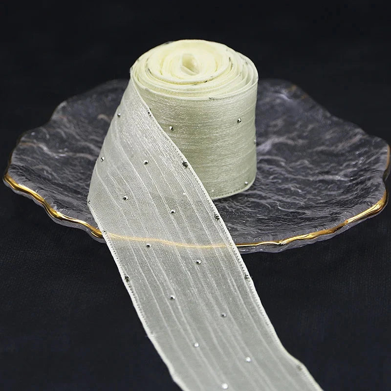 Diamond Mesh Organza Ribbon – 5M Pleated Bubble Tape for Crafts, Clothing & Gift Packaging E-SHOP ELEGANTE