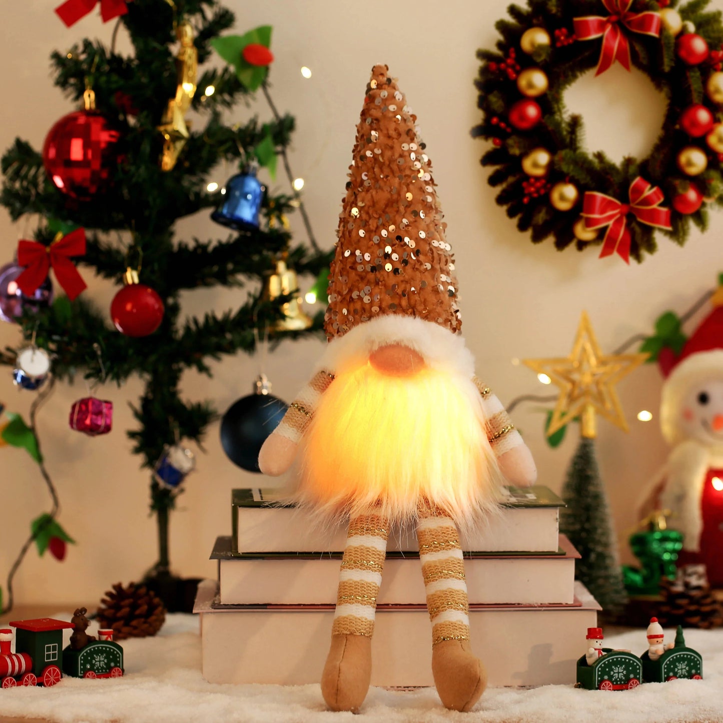 TwinkleGnome Christmas Faceless Doll – 30cm Glowing Tree Ornament & Holiday Night Light 2025 E-SHOP ELEGANTE
