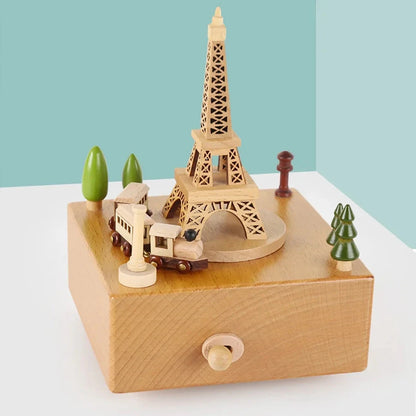 ClassicWhirl Wooden Music Carousel – DIY Hand-Cranked Box for Children’s Toys & Festive Décor E-SHOP ELEGANTE