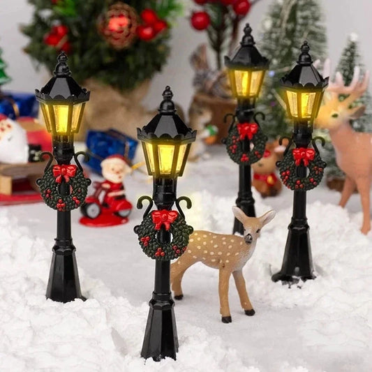 TinyLights Christmas Street Lamp Models – 4Pcs Miniature Landscape & Holiday Decor Set E-SHOP ELEGANTE