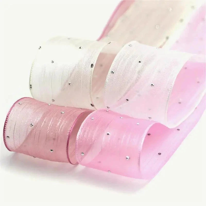 Diamond Mesh Organza Ribbon – 5M Pleated Bubble Tape for Crafts, Clothing & Gift Packaging E-SHOP ELEGANTE