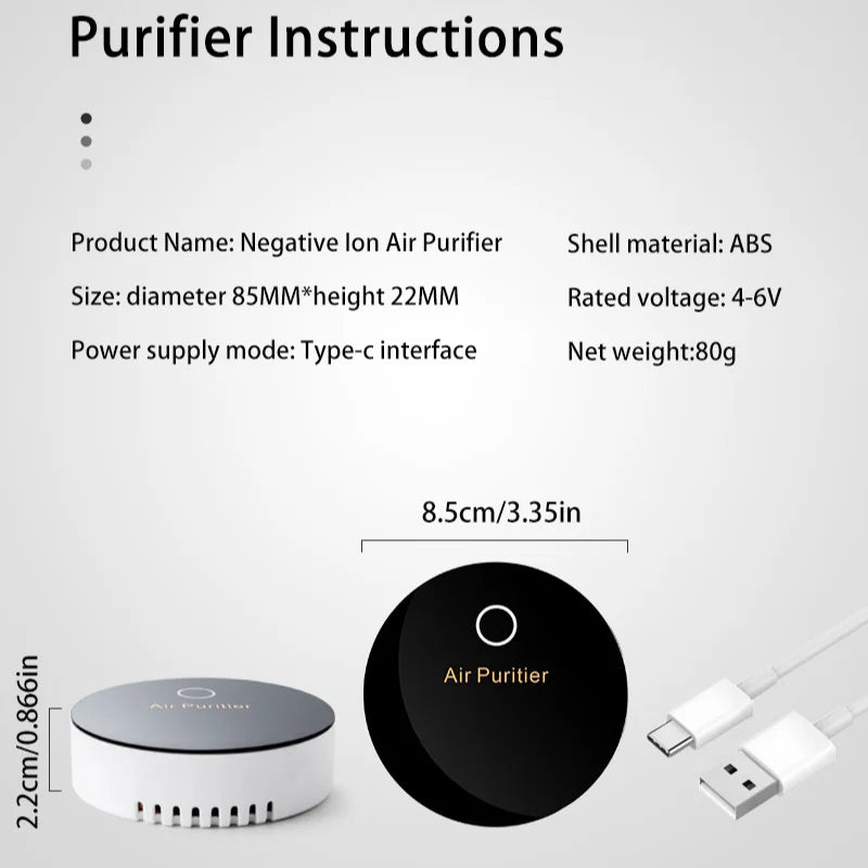 Xiaomi PureDrive Ion Air Purifier – 15M Negative Ion USB Car & Home Cleaner E-SHOP ELEGANTE