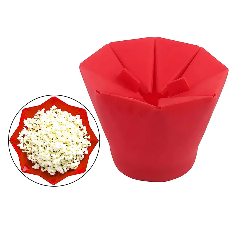 PopEase Foldable Silicone Popcorn Bowl – Microwaveable DIY Snack Maker E-SHOP ELEGANTE
