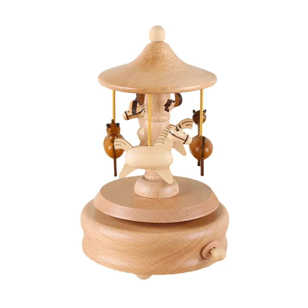 ClassicWhirl Wooden Music Carousel – DIY Hand-Cranked Box for Children’s Toys & Festive Décor E-SHOP ELEGANTE