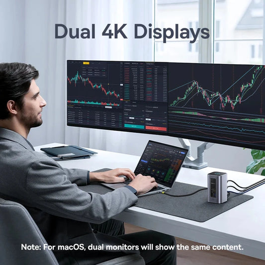 Baseus 12-in-1 USB-C Dock – Dual 4K HDMI Adapter with 100W PD, RJ45 Ethernet, SD/TF & USB 3.2 Ports E-SHOP ELEGANTE