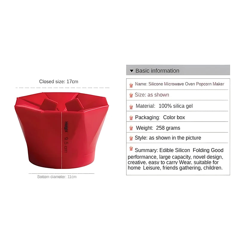 PopEase Foldable Silicone Popcorn Bowl – Microwaveable DIY Snack Maker E-SHOP ELEGANTE