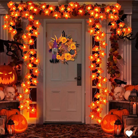 Halloween LED Leaf Garland – 2/3/6M Decorative String Lights for Halloween, Christmas & Thanksgiving E-SHOP ELEGANTE
