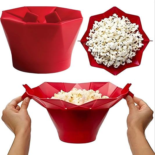 PopEase Foldable Silicone Popcorn Bowl – Microwaveable DIY Snack Maker E-SHOP ELEGANTE